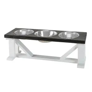 Ebony Farmhouse Three-Bowl Feeder